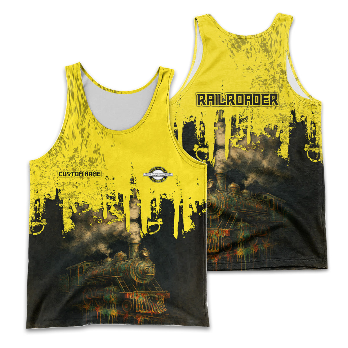 Railspirit Personalized Clinchfield Railroad Men Tank Top Vintage Train Art Style Shirt For Locomotive Fans