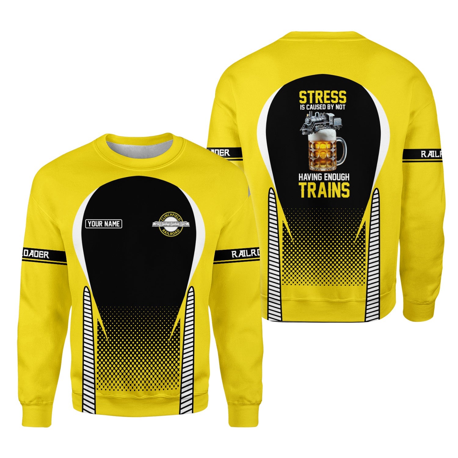 Railspirit Personalized Clinchfield Railroad Sweatshirt Stress Is Caused By Not Having Enough Trains Shirt All Over Print Shirt