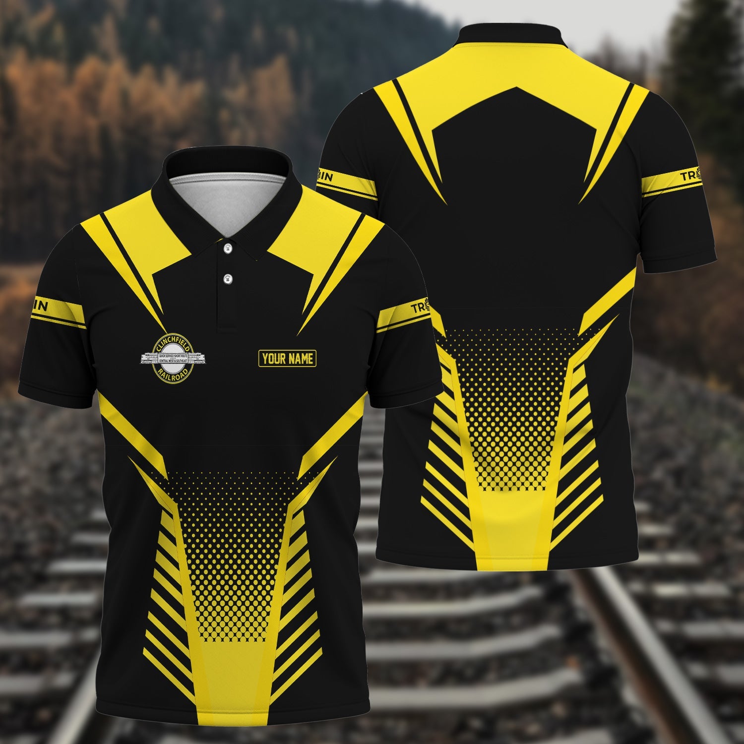 Railspirit Personalized Clinchfield Railroad Polo Shirt Unisex Train Shirt All Over Print