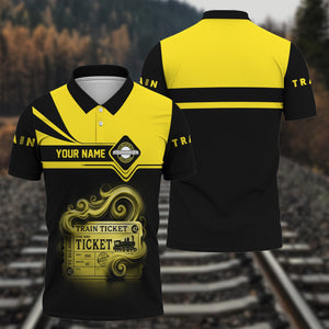 Railspirit Custom Name Clinchfield Railroad Polo Shirt American Train Ticket Printed Shirt