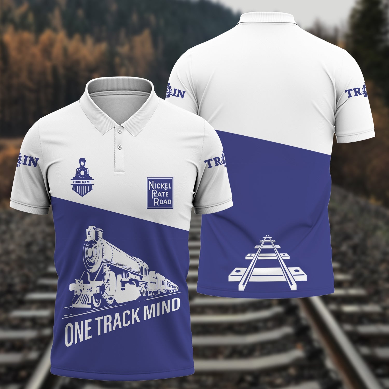 Railspirit Personalized New York, Chicago and St. Louis Railroad Polo Shirt One Track Mind Unisex Train Shirt Gift Idea For Train Lover