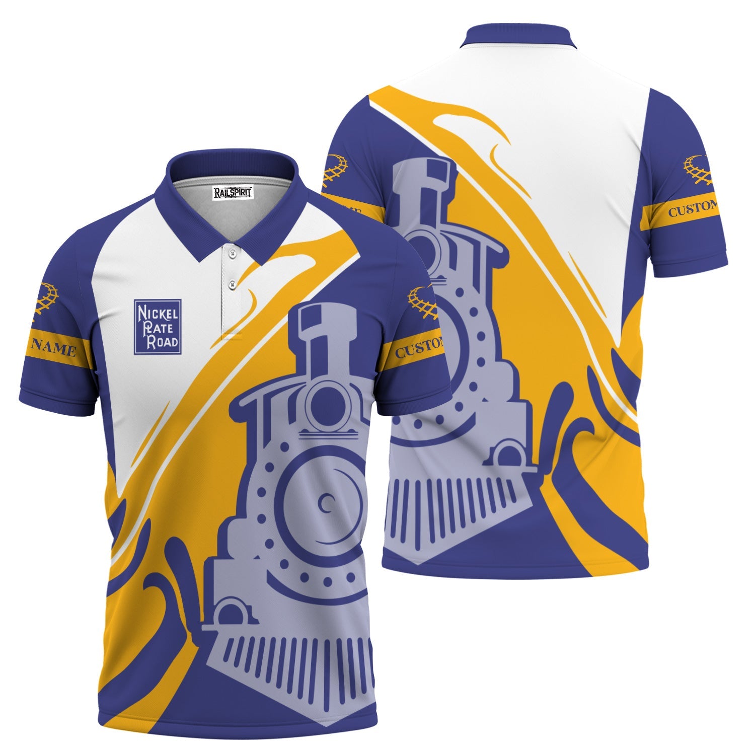 Railspirit Personalized New York, Chicago and St. Louis Railroad Polo Shirt Flame-Inspired Style Nickel Plate Road Shirt Gift Idea For Train Lovers