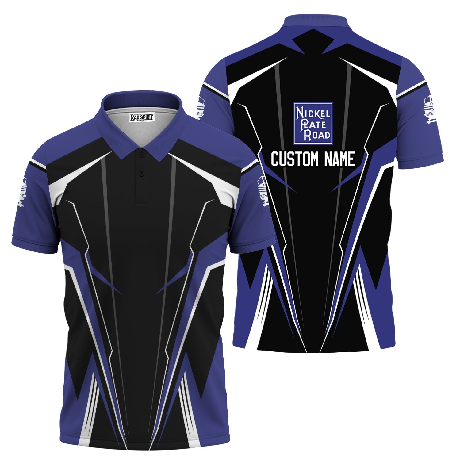 Railspirit Personalized New York, Chicago and St. Louis Railroad Polo Shirt Lightning-Edge Design Nickel Plate Road Train Shirt For Railroad Lovers