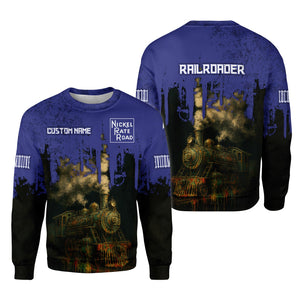 Railspirit Personalized New York, Chicago and St. Louis Railroad Sweatshirt Vintage Train Art Style Nickel Plate Road Shirt For Locomotive Fans