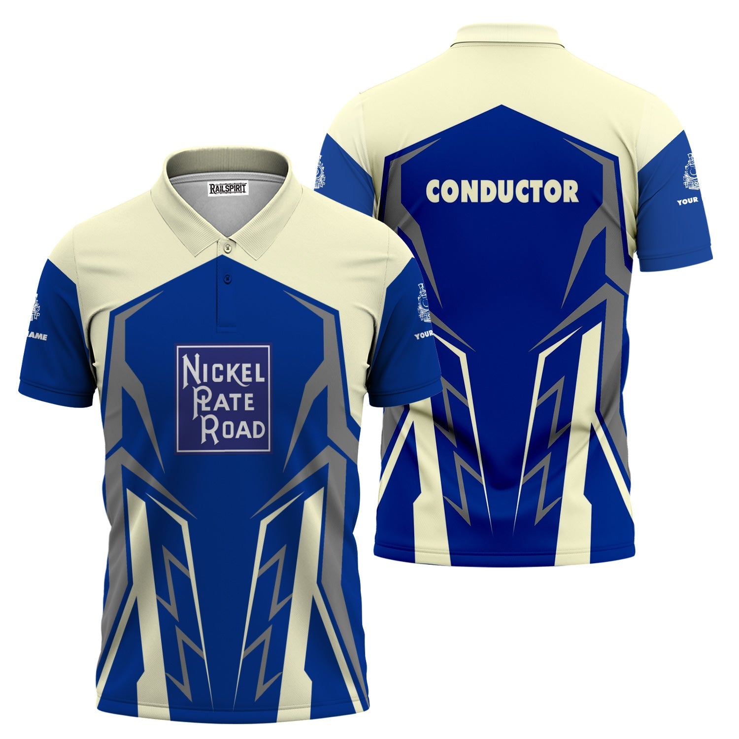 Railspirit Personalized New York, Chicago and St. Louis Railroad Polo Shirt Futuristic Design with Custom Job Nickel Plate Road Train Shirt
