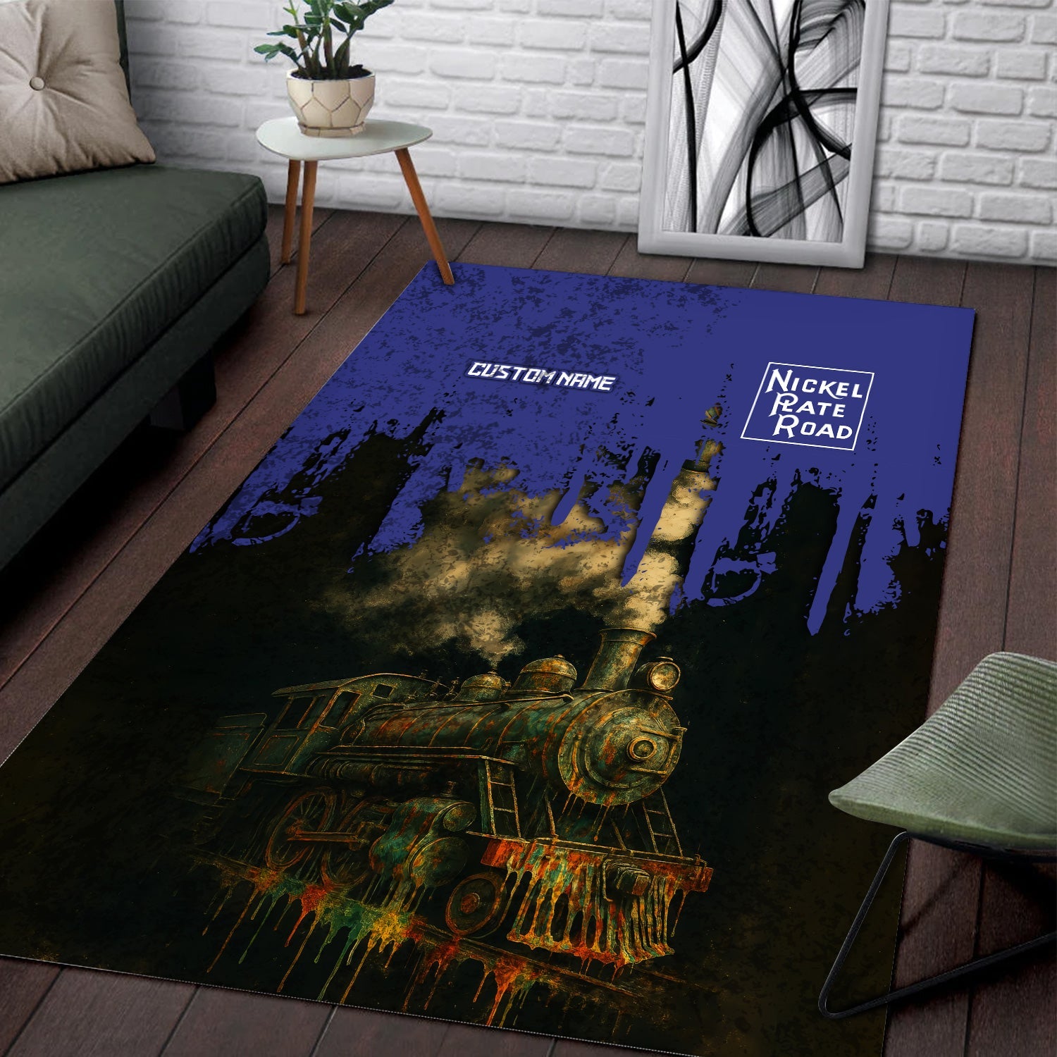 Railspirit Personalized New York, Chicago and St. Louis Railroad Area Rug Vintage Train Art Style Nickel Plate Road Rug For Locomotive Fans