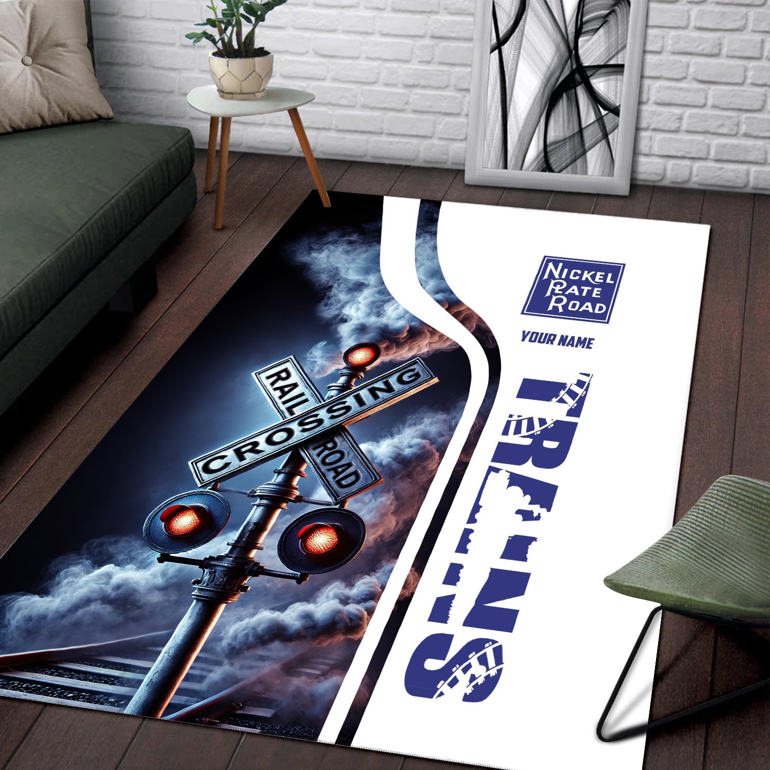 Railspirit Personalized New York, Chicago and St. Louis Railroad Area Rug Railroad Crossing Sign Nickel Plate Road Rug All Over Print