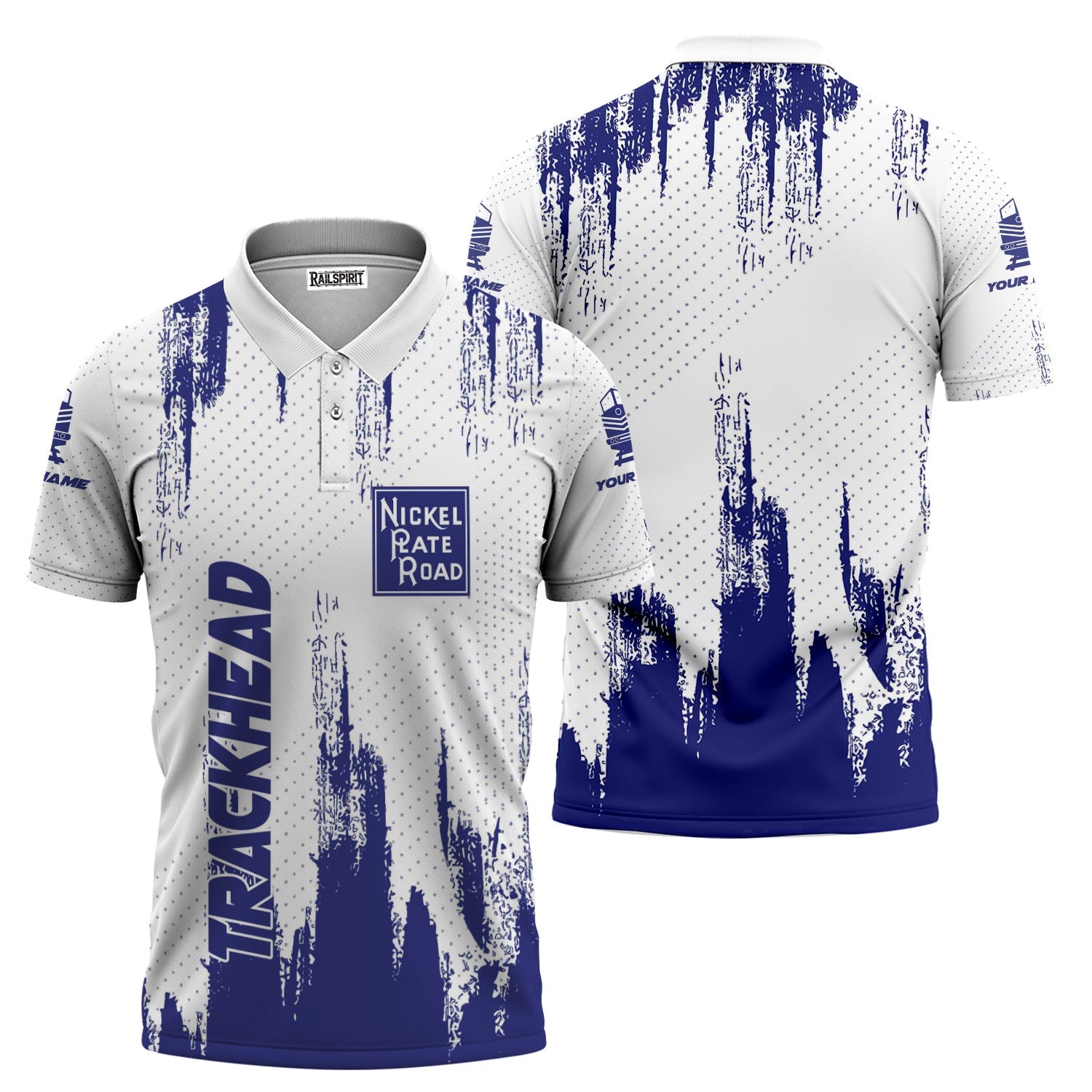 Railspirit Personalized New York, Chicago and St. Louis Railroad Polo Shirt Paint Impact Design Nickel Plate Road Train Shirt for Trackhead