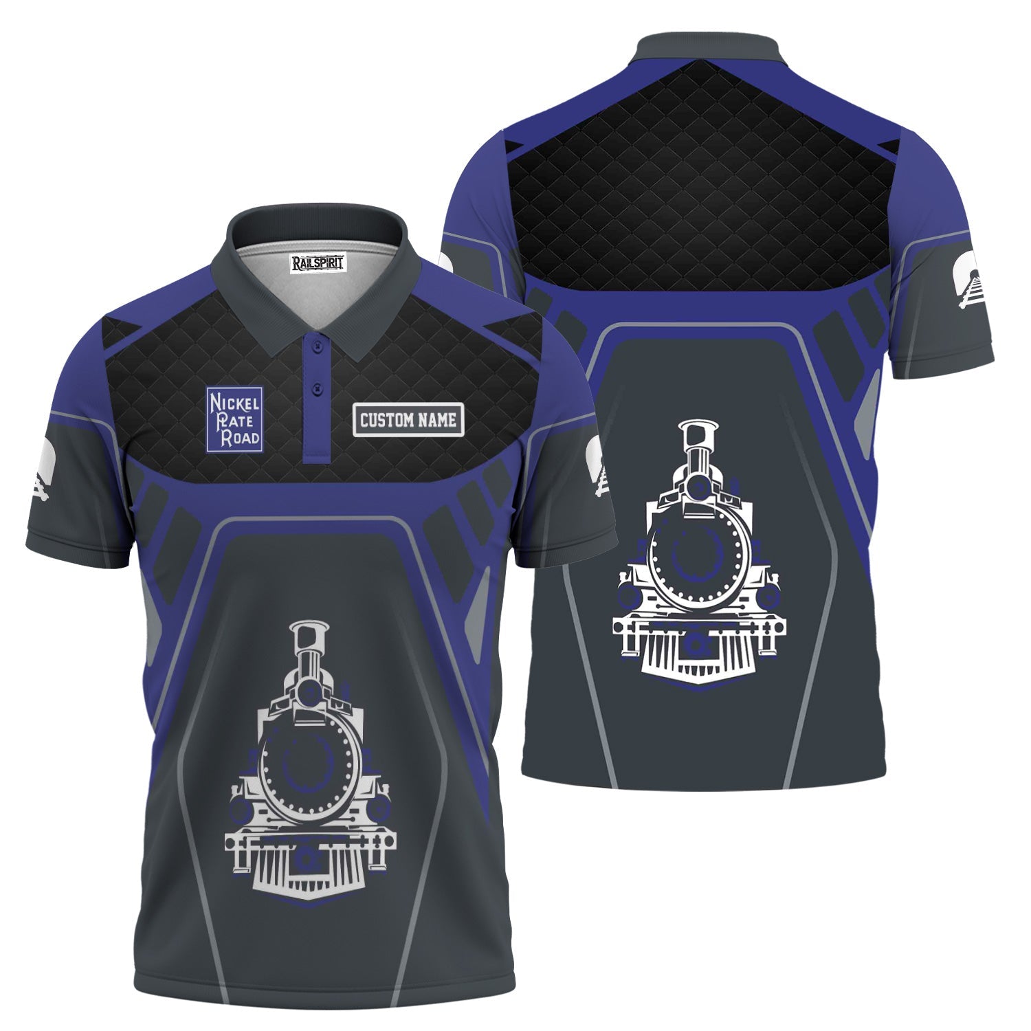 Railspirit Personalized New York, Chicago and St. Louis Railroad Polo Shirt Steam Locomotive Engine Graphic Nickel Plate Road Train Shirt
