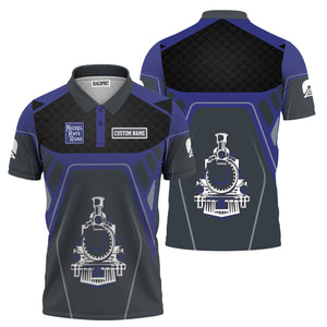 Railspirit Personalized New York, Chicago and St. Louis Railroad Polo Shirt Steam Locomotive Engine Graphic Nickel Plate Road Train Shirt