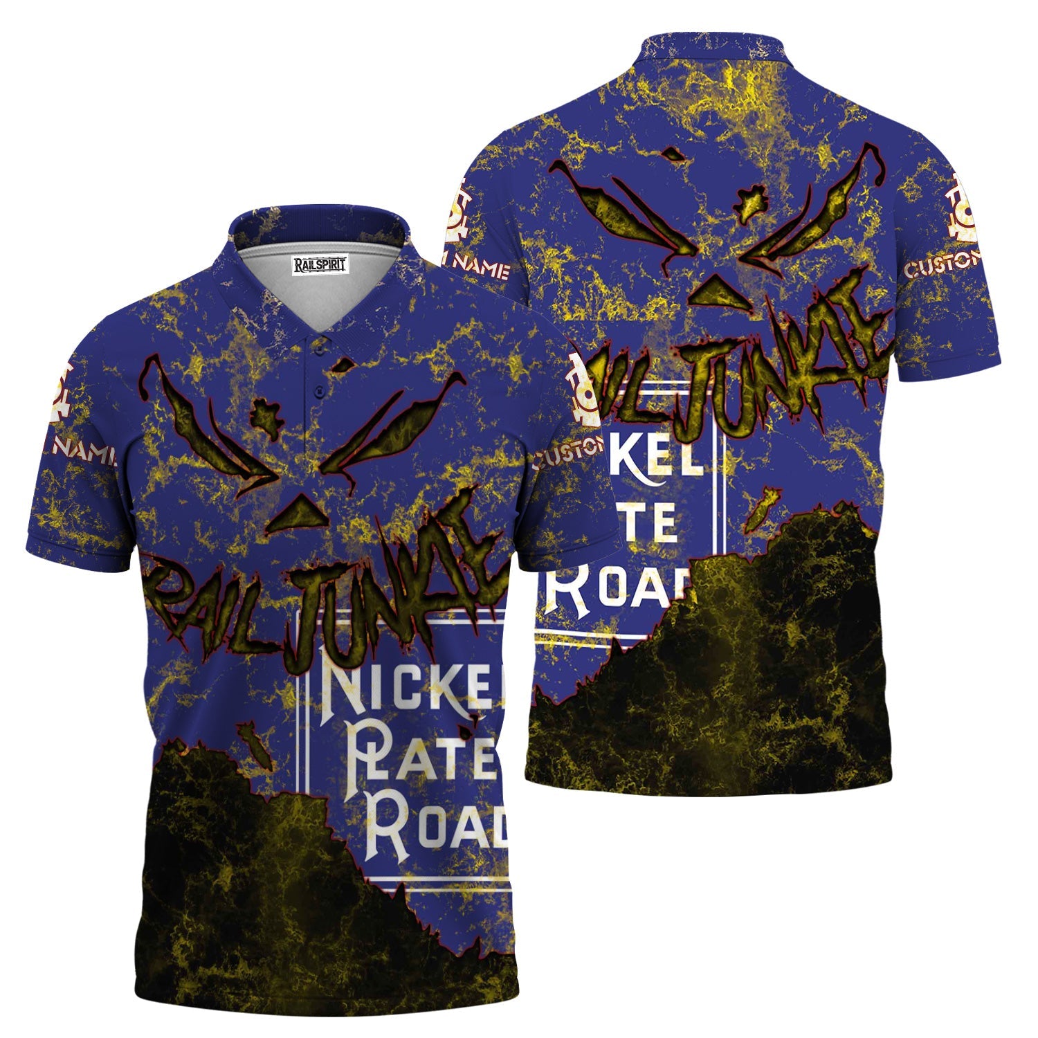 Railspirit Personalized New York, Chicago and St. Louis Railroad Polo Shirt Torn Graphic Style Nickel Plate Road Train Shirt For Rail Junkie