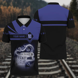 Railspirit Custom Name New York, Chicago and St. Louis Railroad Polo Shirt American Train Ticket Nickel Plate Road Printed Shirt