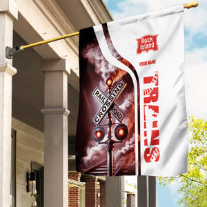 Railspirit Personalized Chicago, Rock Island and Pacific Railroad Garden Flag Railroad Crossing Sign Rock Island Railroad Flag All Over Print