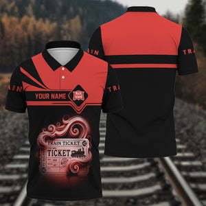 Railspirit Custom Name Chicago, Rock Island and Pacific Railroad Polo Shirt American Train Ticket Rock Island Railroad Printed Shirt