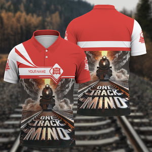 Railspirit Personalized Chicago, Rock Island and Pacific Railroad Polo Shirt One Track Mind Rock Island Railroad Train Printed Shirt