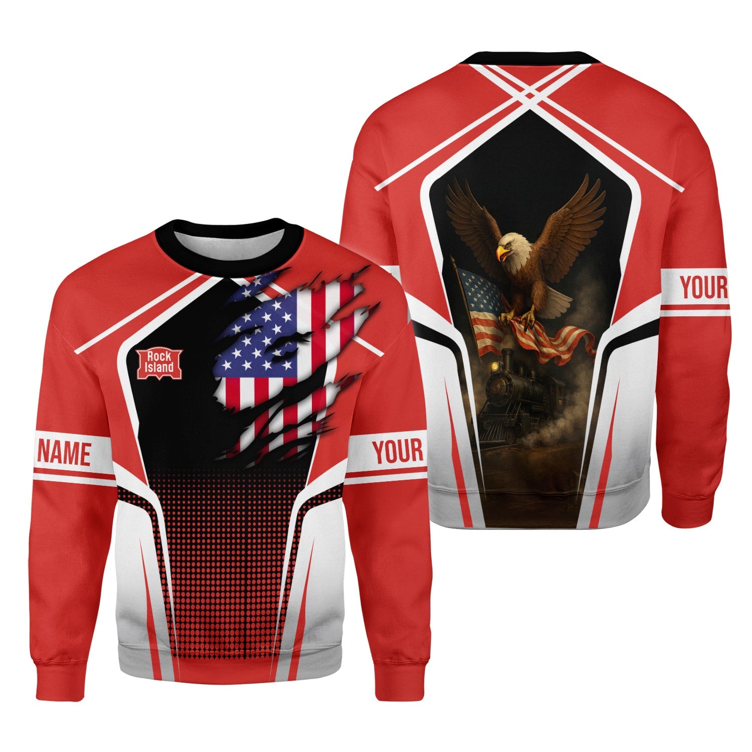 Railspirit Personalized Chicago, Rock Island and Pacific Railroad Sweatshirt American Eagle Vintage Train Rock Island Railroad Shirt