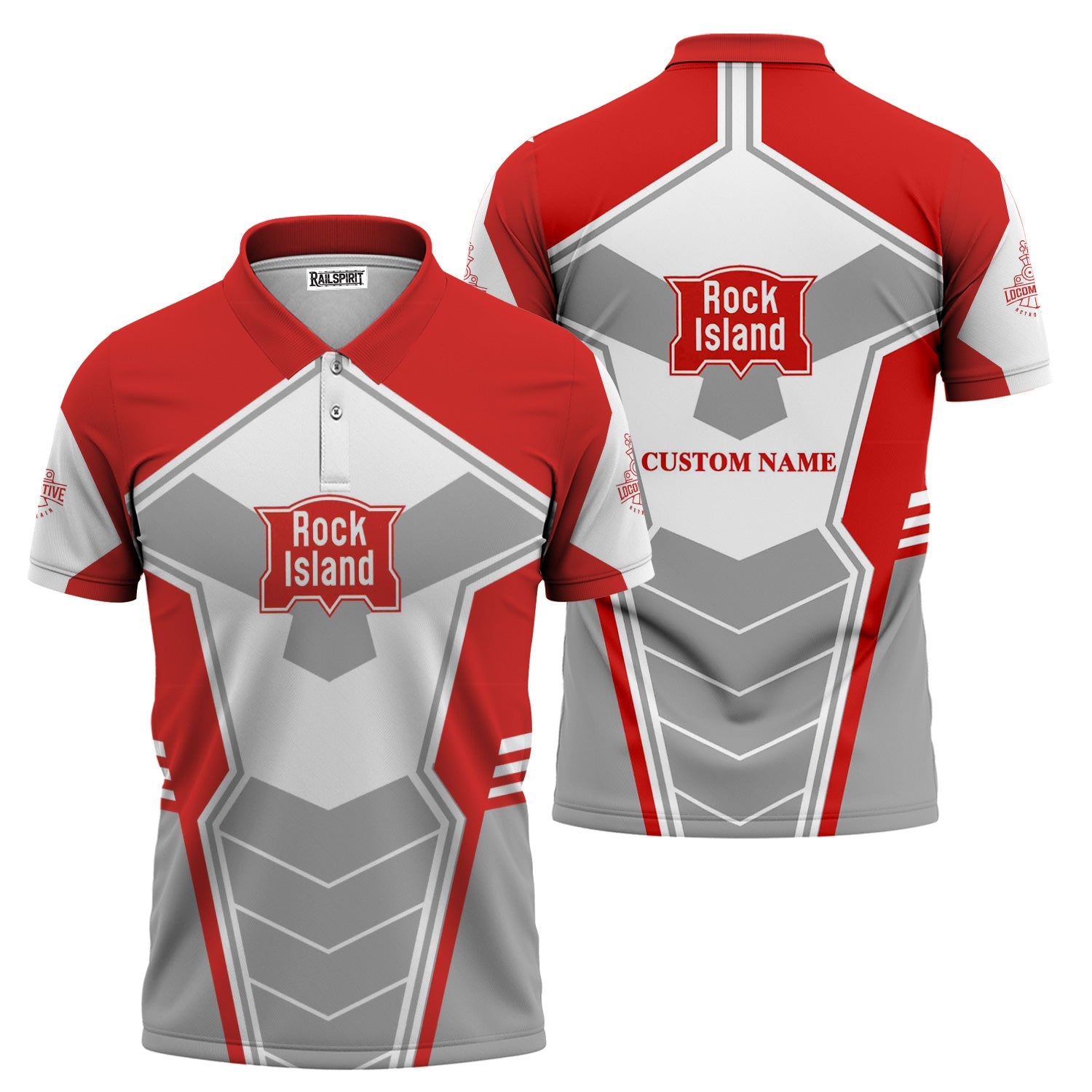 Railspirit Personalized Chicago, Rock Island and Pacific Railroad Polo Shirt Engine-Inspired Style Rock Island Railroad Train Shirt