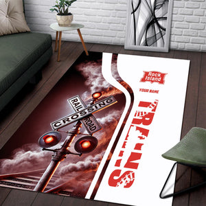 Railspirit Personalized Chicago, Rock Island and Pacific Railroad Area Rug Railroad Crossing Sign Rock Island Railroad Rug All Over Print