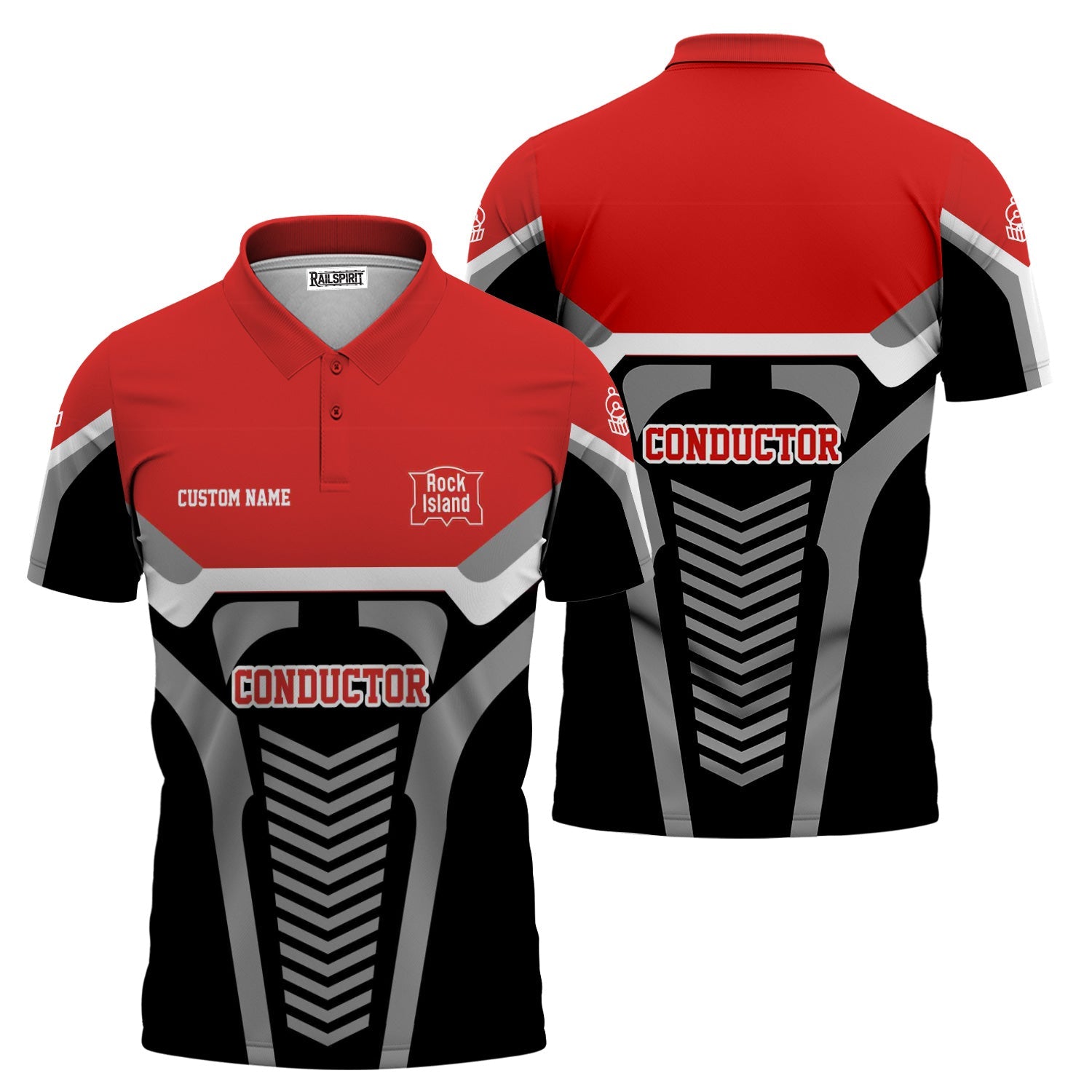 Railspirit Personalized Chicago, Rock Island and Pacific Railroad Polo Shirt Track-Inspired with Custom Job Position Rock Island Railroad Train Shirt