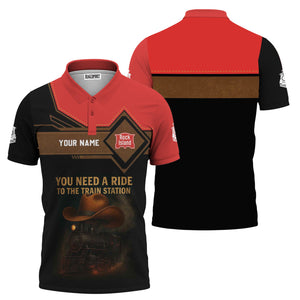 Railspirit Personalized Chicago, Rock Island and Pacific Railroad Polo Shirt You Need A Ride To The Train Station Rock Island Railroad Shirt