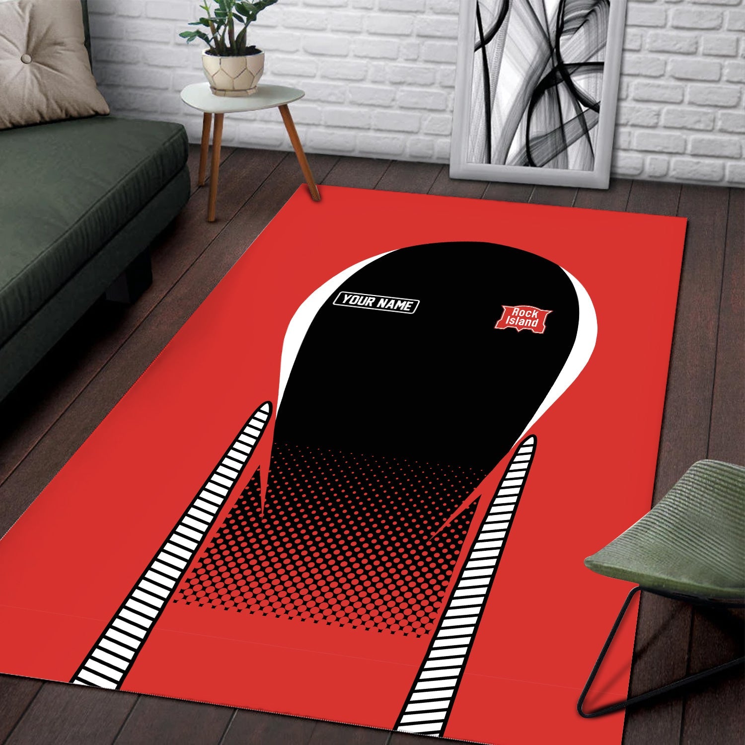 Railspirit Personalized Chicago, Rock Island and Pacific Railroad Area Rug Rock Island Railroad All Over Printed Rug