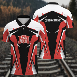 Railspirit Personalized Chicago, Rock Island and Pacific Railroad Polo Shirt Rock Island RailroadStrong Line Style Train Unisex Shirt All Over Print