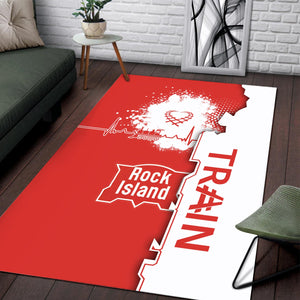 Railspirit Chicago, Rock Island and Pacific Railroad Area Rug Engine Heartbeat and Track Love Style Rock Island Railroad Rug Gift For Train Lovers