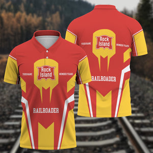 Railspirit Personalized Chicago, Rock Island and Pacific Railroad Polo Shirt Custom Year Railroader Rock Island Railroad Shirt Gift For Train Lover