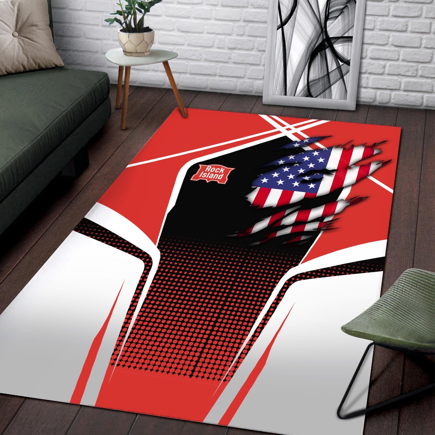 Railspirit Personalized Chicago, Rock Island and Pacific Railroad Area Rug American Eagle Vintage Train Rock Island Railroad Rug