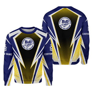 Railspirit Personalized B&O Great States Railroad Sweatshirt Lightning Graphic Style Shirt Gift Idea For Train Lover