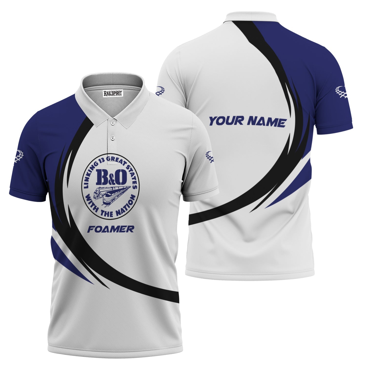 Railspirit Personalized B&O Great States Railroad Polo Shirt Unique Graphic Style Shirt For Train Enthusiasts