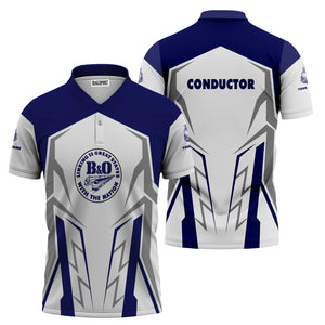 Railspirit Personalized B&O Great States Railroad Polo Shirt Futuristic Design with Custom Job Train Shirt