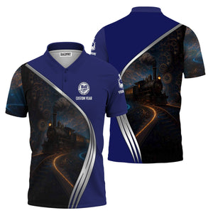 Railspirit Personalized B&O Great States Railroad Polo Shirt Steampunk Locomotive with Custom Year Train Shirt