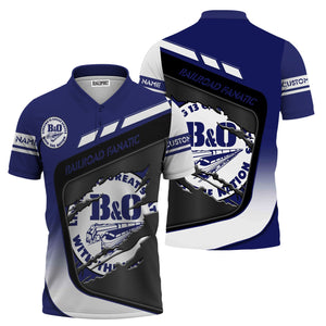 Railspirit Personalized B&O Great States Railroad Polo Shirt Ripped Texture Style Train Shirt For Railroad Fanatic