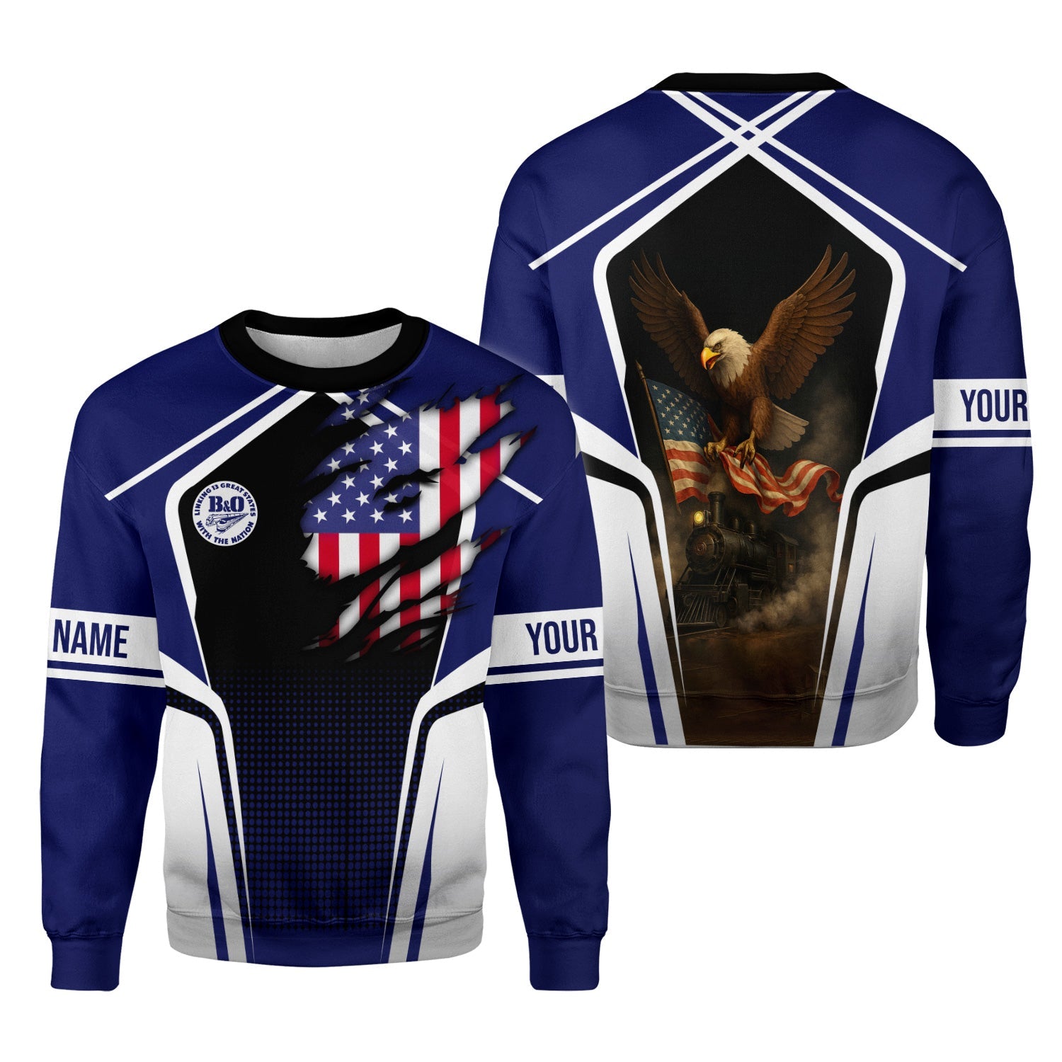 Railspirit Personalized B&O Great States Railroad Sweatshirt American Eagle Vintage Train Shirt