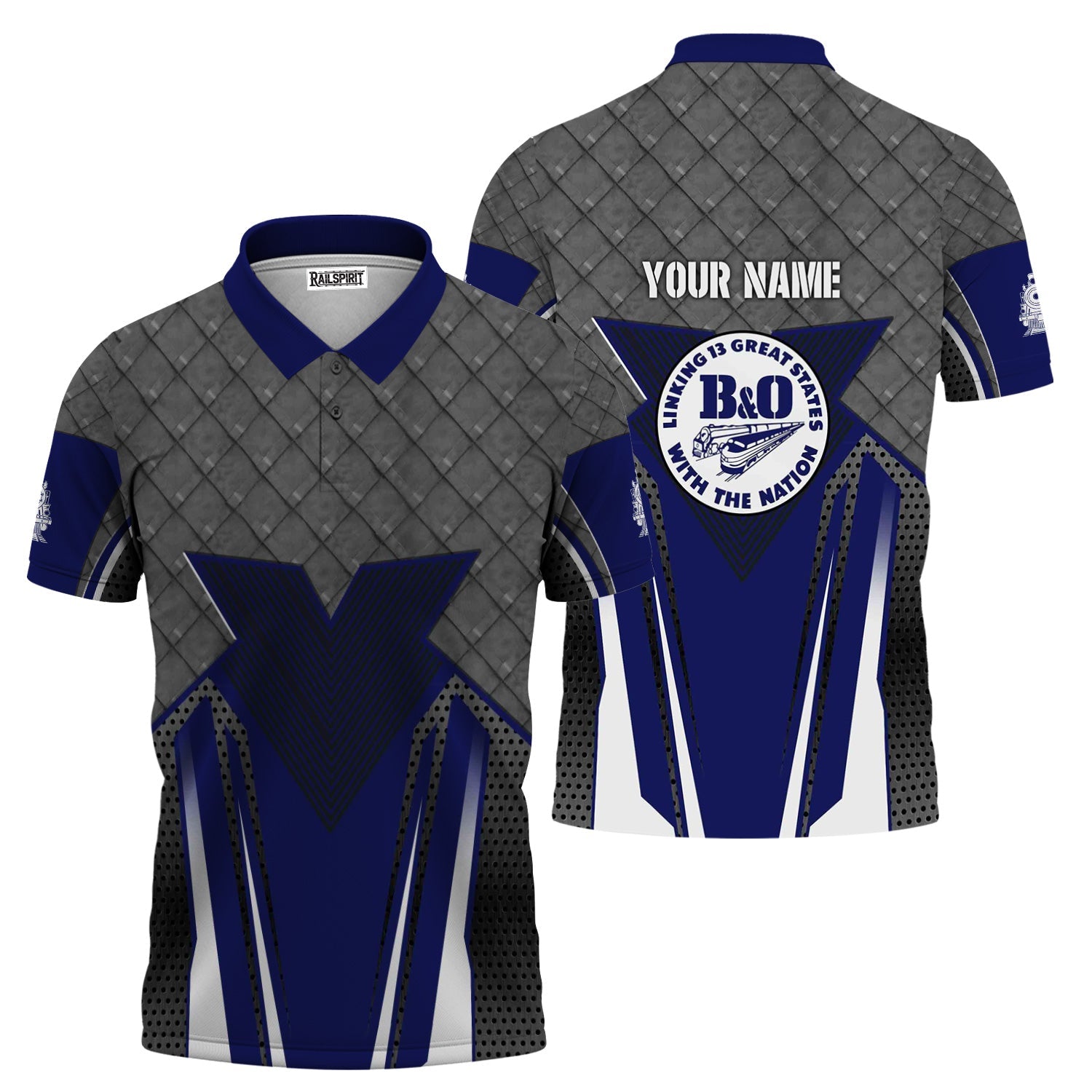 Railspirit Personalized B&O Great States Railroad Polo Shirt Rugged Steel Vibes Train Shirt All Over Print