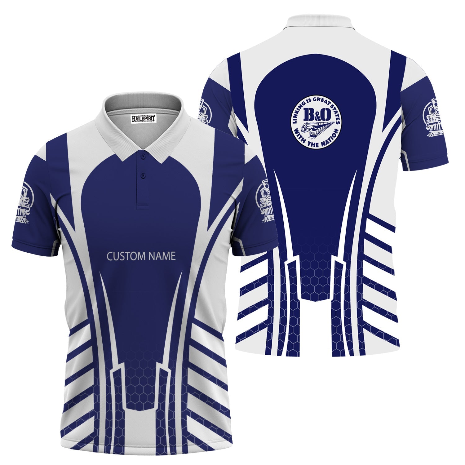 Railspirit Personalized B&O Great States Railroad Polo Shirt Striped Railroad Style Train Shirt All Over Print