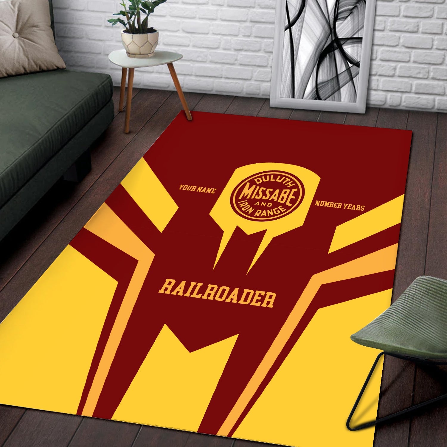 Railspirit Personalized Duluth, Missabe, & Iron Range Railroad Area Rug Custom Year Railroader Rug Gift Idea For Train Lover