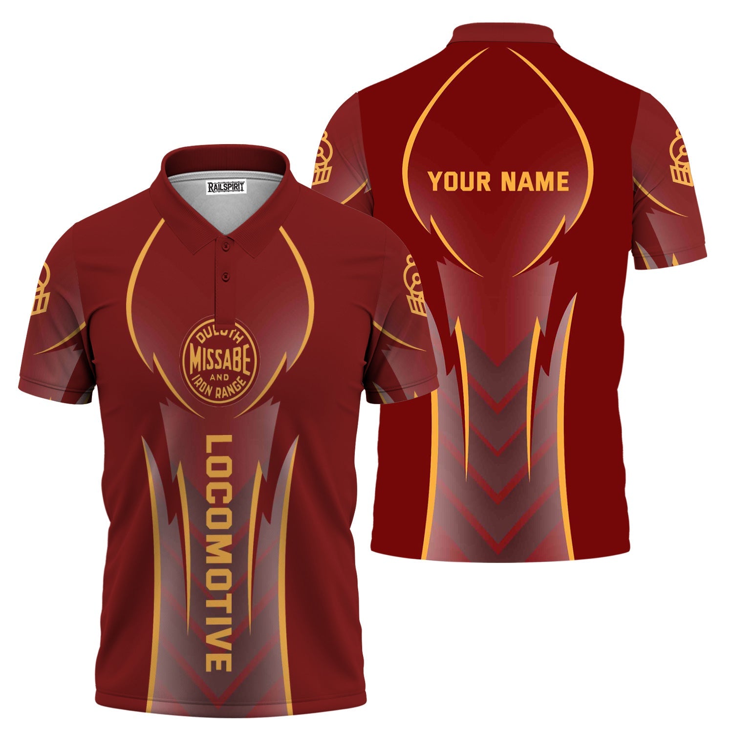 Railspirit Personalized Duluth, Missabe, & Iron Range Railroad Polo Shirt Striking Line Style Train Shirt For Locomotive Lovers