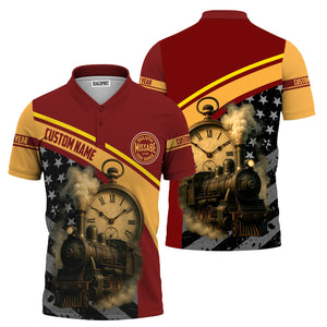 Railspirit Personalized Duluth, Missabe, & Iron Range Railroad Polo Shirt Classic Steam Engine With Retro Pocket Watch Shirt All Over Print