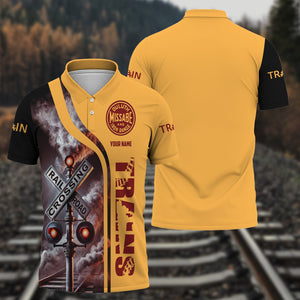 Railspirit Personalized Duluth, Missabe, & Iron Range Railroad Polo Shirt Crossing Railroad Sign American Locomotive Train Shirt All Over Print