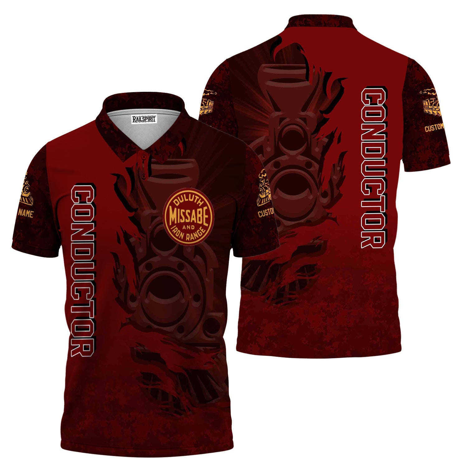 Railspirit Personalized Duluth, Missabe, & Iron Range Railroad Polo Shirt Blazing Style with Custom Position Train Shirt