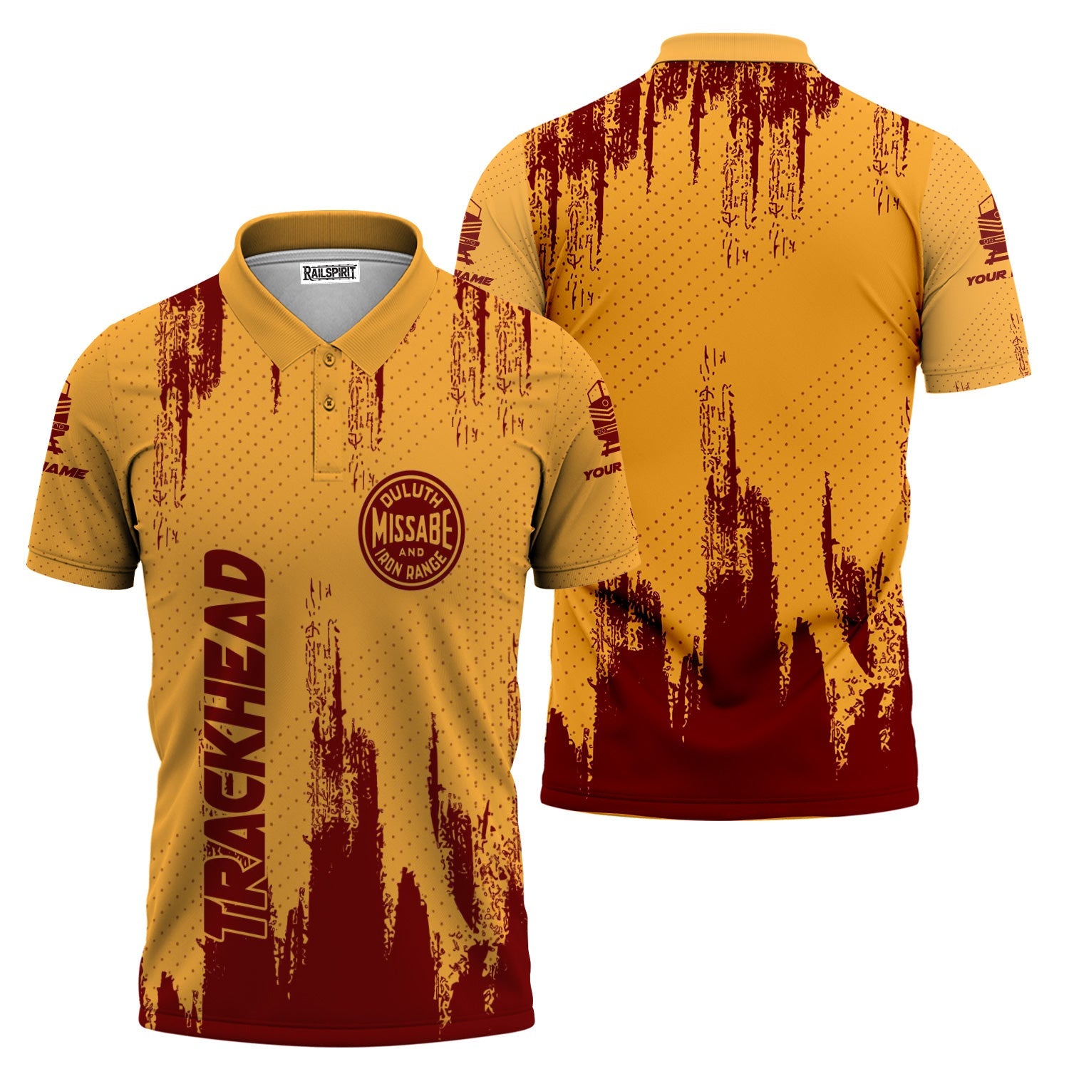 Railspirit Personalized Duluth, Missabe, & Iron Range Railroad Polo Shirt Paint Impact Design Train Shirt for Trackhead