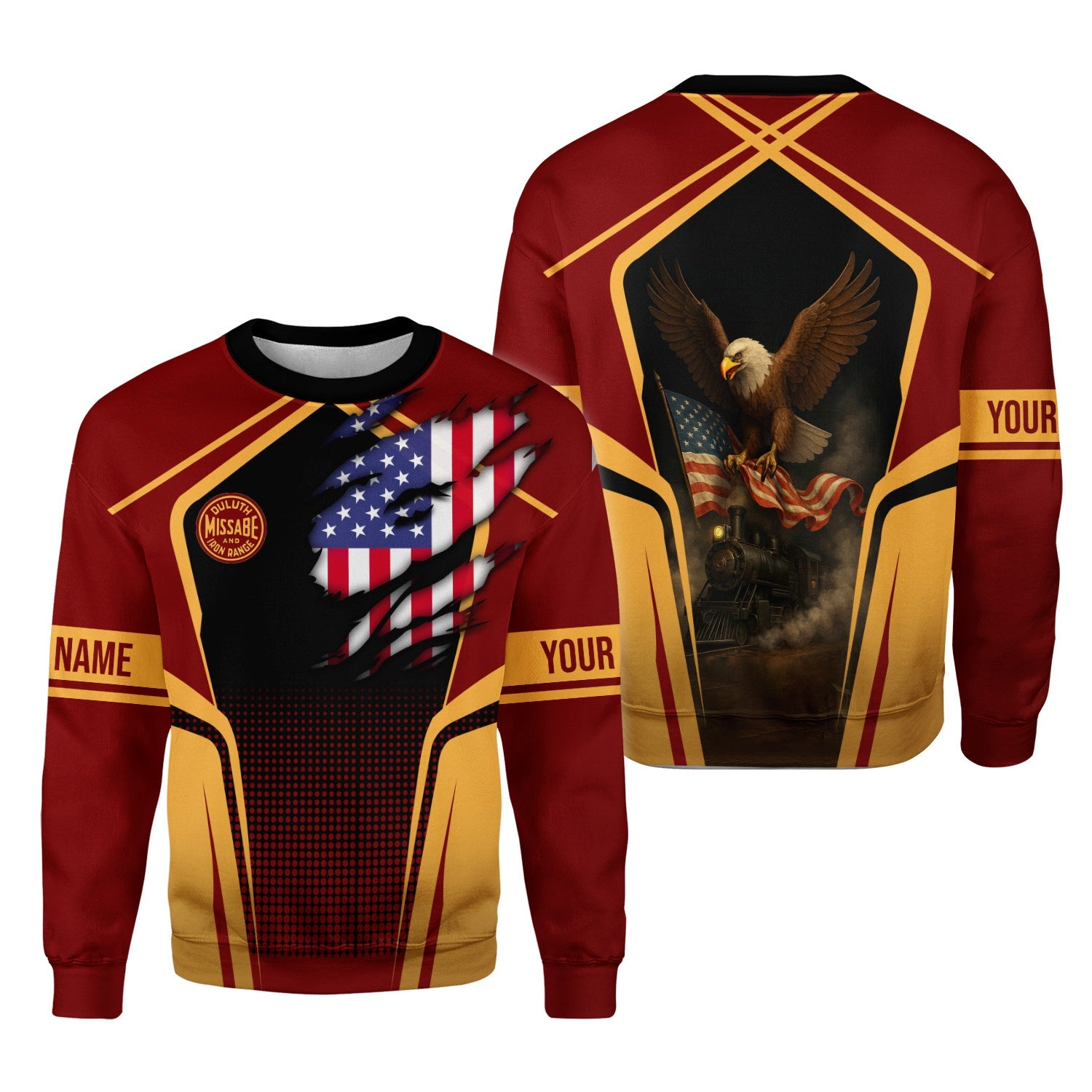 Railspirit Personalized Duluth, Missabe, & Iron Range Railroad Sweatshirt American Eagle Vintage Train Shirt