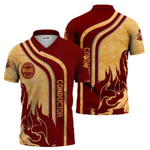Railspirit Personalized Duluth, Missabe, & Iron Range Railroad Polo Shirt Flame Design with Custom Job Position Train Shirt