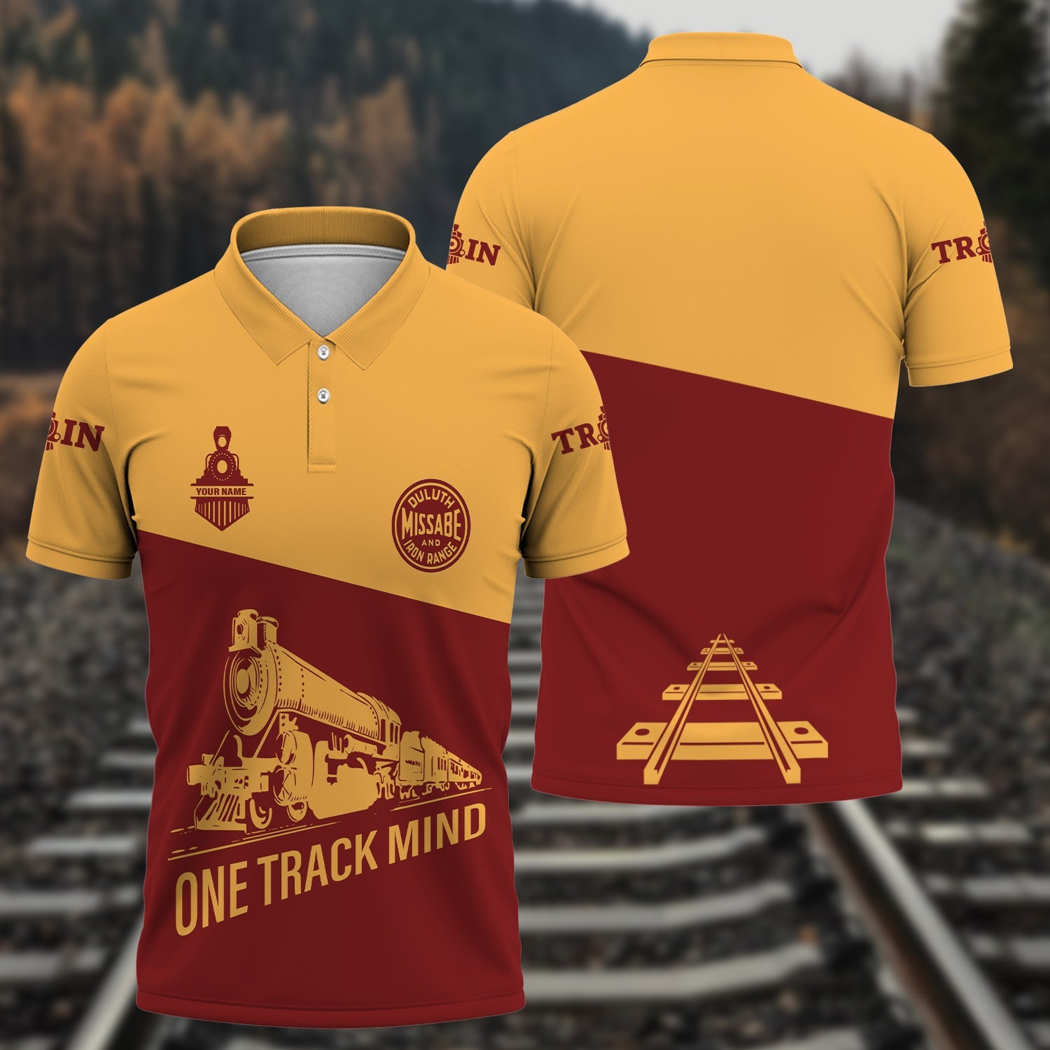 Railspirit Personalized Duluth, Missabe, & Iron Range Railroad Polo Shirt One Track Mind Unisex Train Shirt Gift Idea For Train Lover