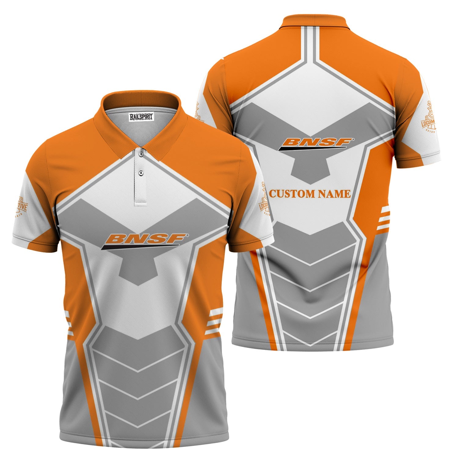 Railspirit Personalized BNSF Railway Polo Shirt Engine-Inspired Style Train Shirt for Railroad Fanatic