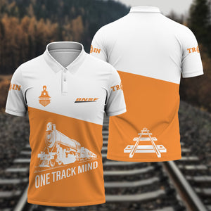 Railspirit Personalized BNSF Railway Polo Shirt One Track Mind Unisex Train Shirt Gift Idea For Train Lover