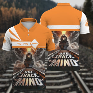 Railspirit Personalized BNSF Railway Polo Shirt One Track Mind Train Printed Shirt