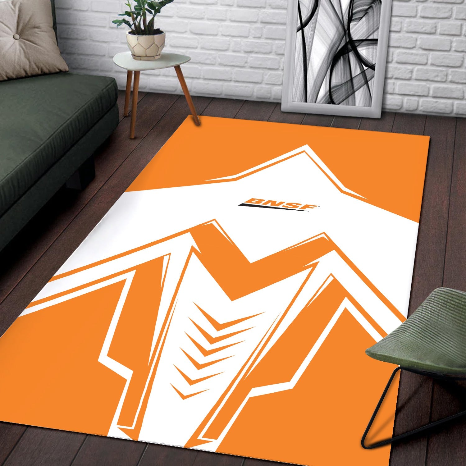 Railspirit BNSF Railway Area Rug Railway Trainspotter Style Rug Gift Idea For Foamers